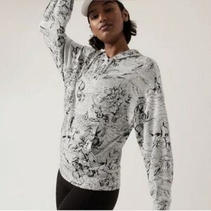 Athleta Balance Hoodie Sweatshirt in Eden Floral Grey NWT